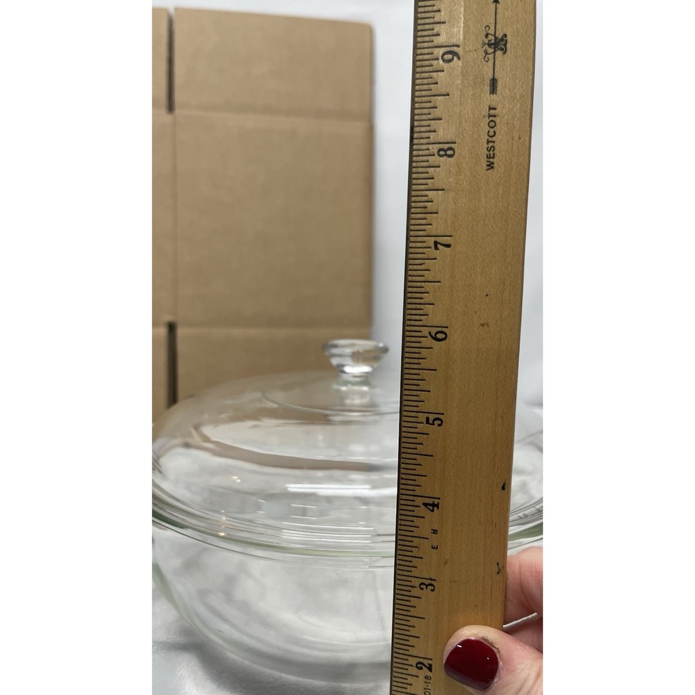 Vintage Pyrex Clear Covered Casserole Dish Round Oven & Microwave Safe USA - Picture 9 of 9